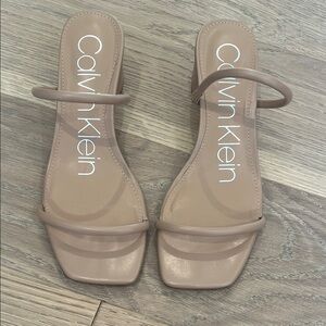 Calvin Klein Women's Leather Beige Sandals